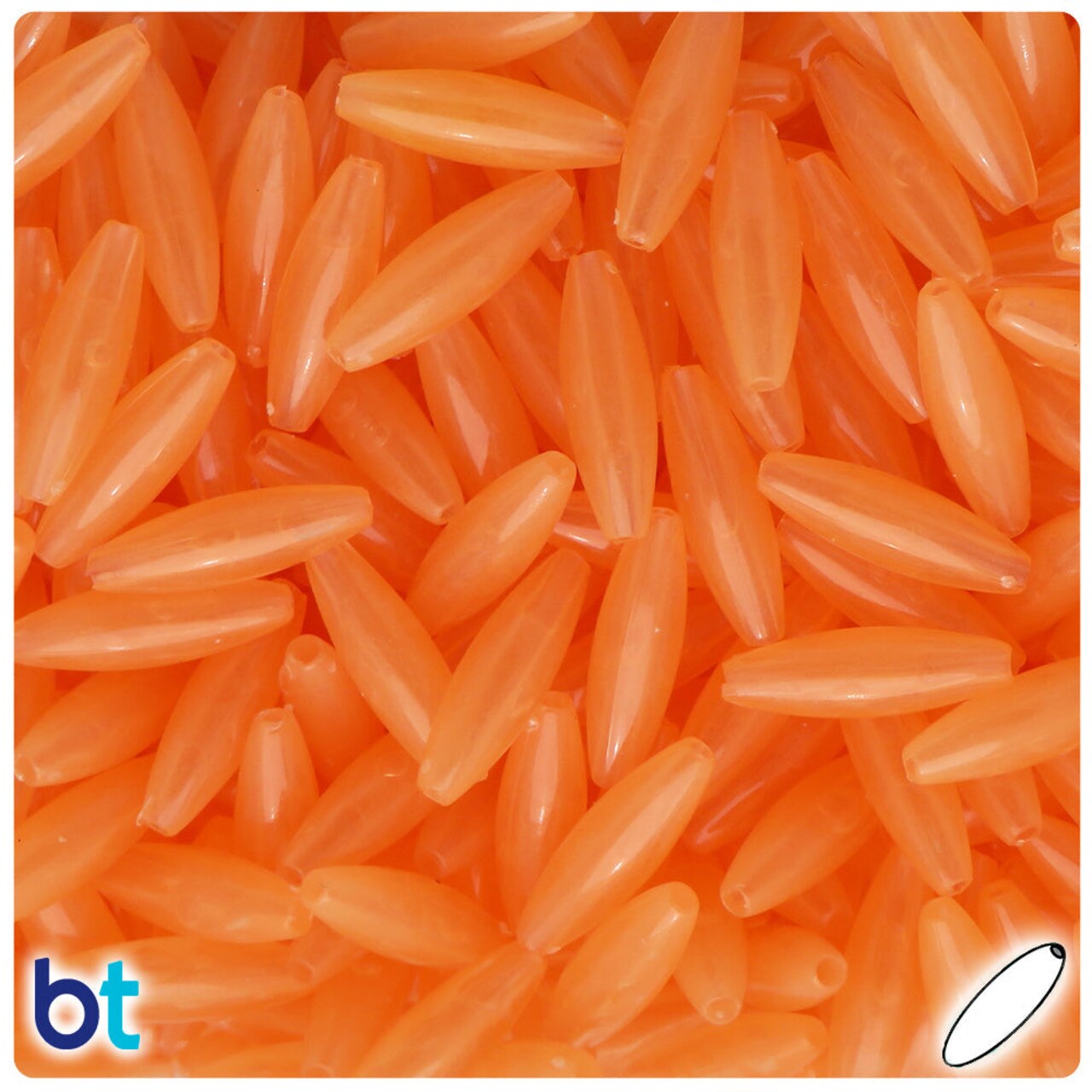 BeadTin Orange Glow 19mm Spaghetti Plastic Craft Beads (150pcs)